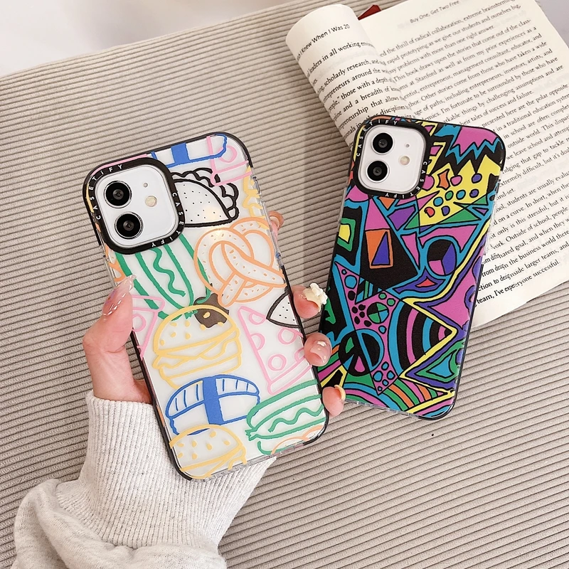 

INS Retro Street Abstract Graffiti Phone Case For iPhone 13 Pro Max 12 11 Pro Max X Xs Max Xr 7 8 Puls SE 2020 Cases Soft Cover