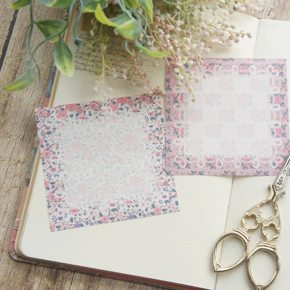 30 шт. квадратные кружева розовый фиолетовый цветок дизайнерская бумага