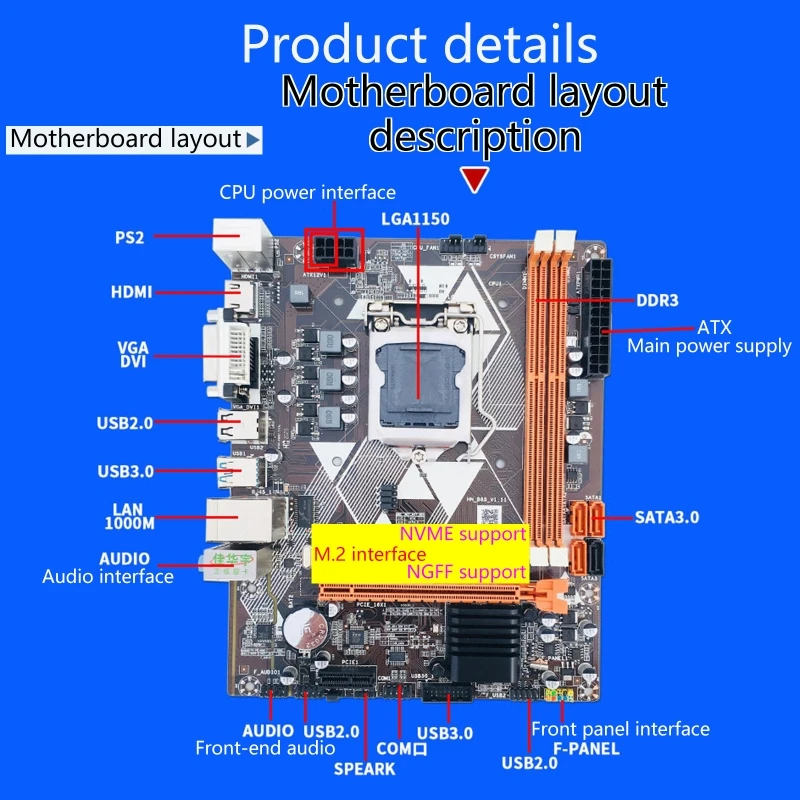 

LGA1155 Socket M-ATX Motherboard Support Integrated Graphics Card VGA HDMI-compatible DVI SATA3 HDD M.2 NVME SSD DDR3