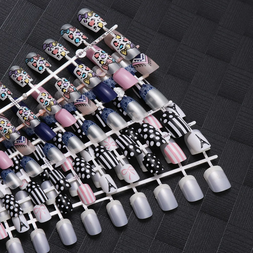 24 шт. 20 цветных накладных ногтей во французском стиле|Накладные ногти| |