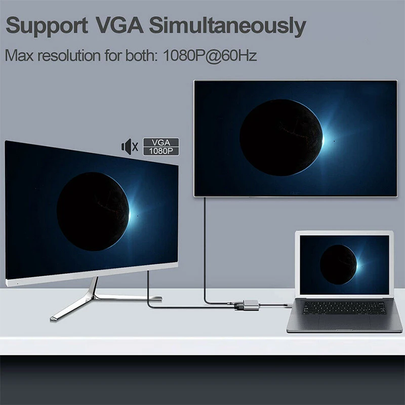 2 In1 Тип USB C на HDMI с поддержкой 4K VGA 3 0 PD адаптер аудио-видео конвертер совместимому