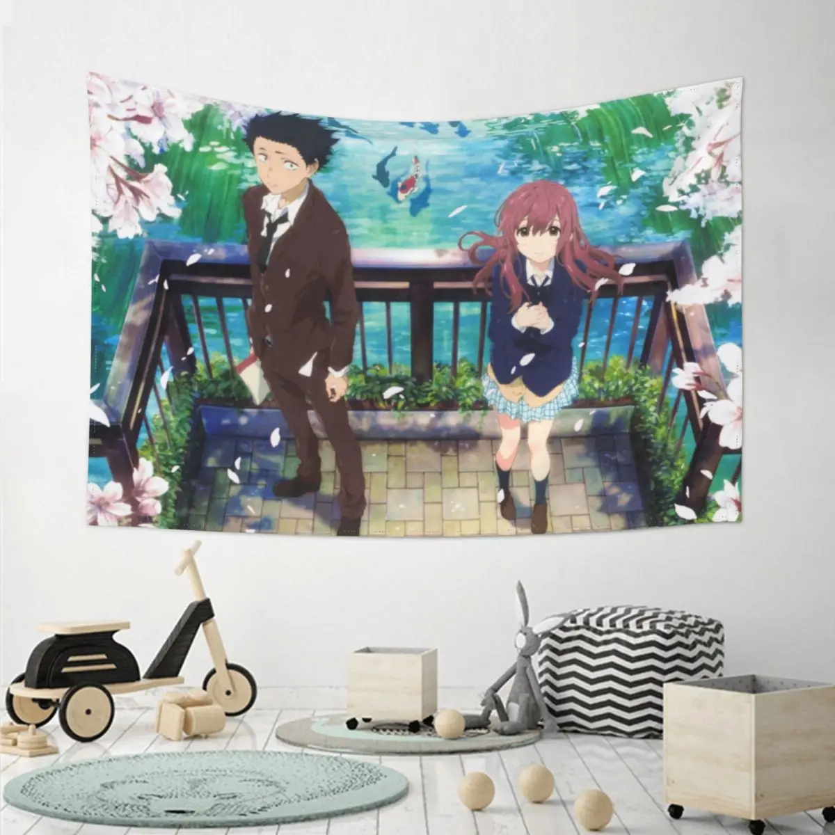 

Classic Koe No Katachi pattern decorative tapestry movie Koe No Katachi poster art living room decorative tapestry 150x102cm