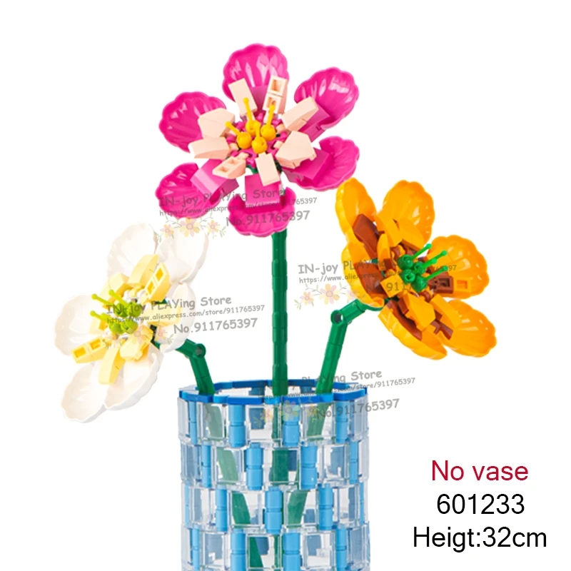 3 шт./лот строительные блоки: цветы розы камелиас хризантемы минималистичные