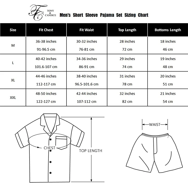 

Tony&Candice Satin Silk Pajamas Shorts For Men Rayon Silk Sleepwear Summer Male Pajama Set Soft Nightgown For Men Pyjamas
