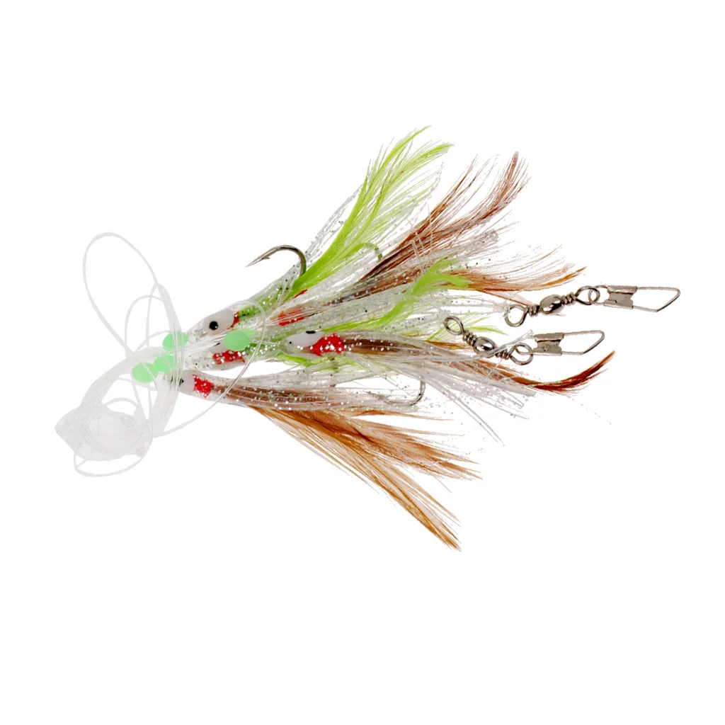 

Skin Mackerel Tinsel 5 Barbed Hooks With Barrel Swivel