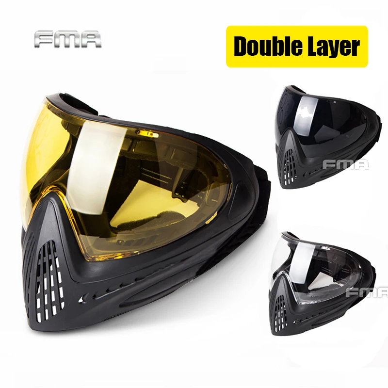 

FMA F1 Full Face Mask With Double Layer Lens Adjustable Outdoor Paintball Mask Airsoft Safety Protective Anti-fog Goggle Mask