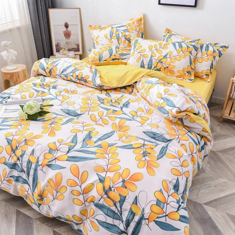 

Classic Bedding Set 5 Size Grey Blue Grid Summer Home Linen 4pcs/Set Duvet Cover Flat Sheet Pastoral Sleeping Cover AB Side 2021