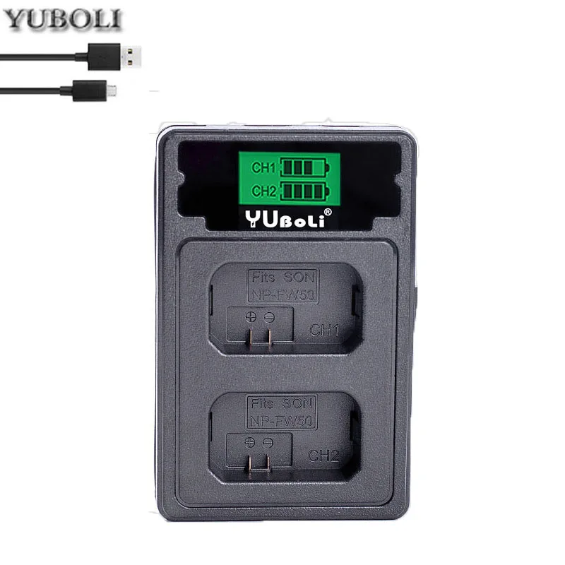 charger only 4 шт. 2000 мА/ч, NP-FW50 NP FW50 Батарея+ светодиодный USB двойной Зарядное устройство для sony Alpha a6500 a6300 a7 7R a7R a7R II a7II NEX-3 NEX-3N NEX-5 - Цвет: charger only