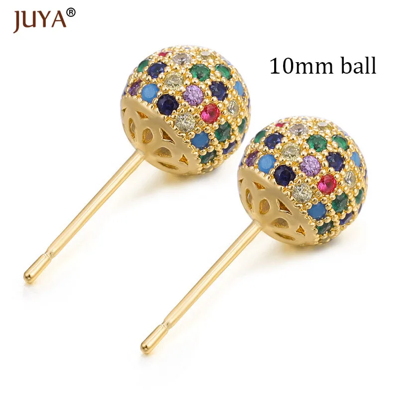 10mm ball gold Корейская мода милые круглые серьги-шарики в стиле диско Роскошные циркониевые стразы серьги-гвоздики для женщин девочек рождественские подарки - Окраска металла: 10mm ball gold