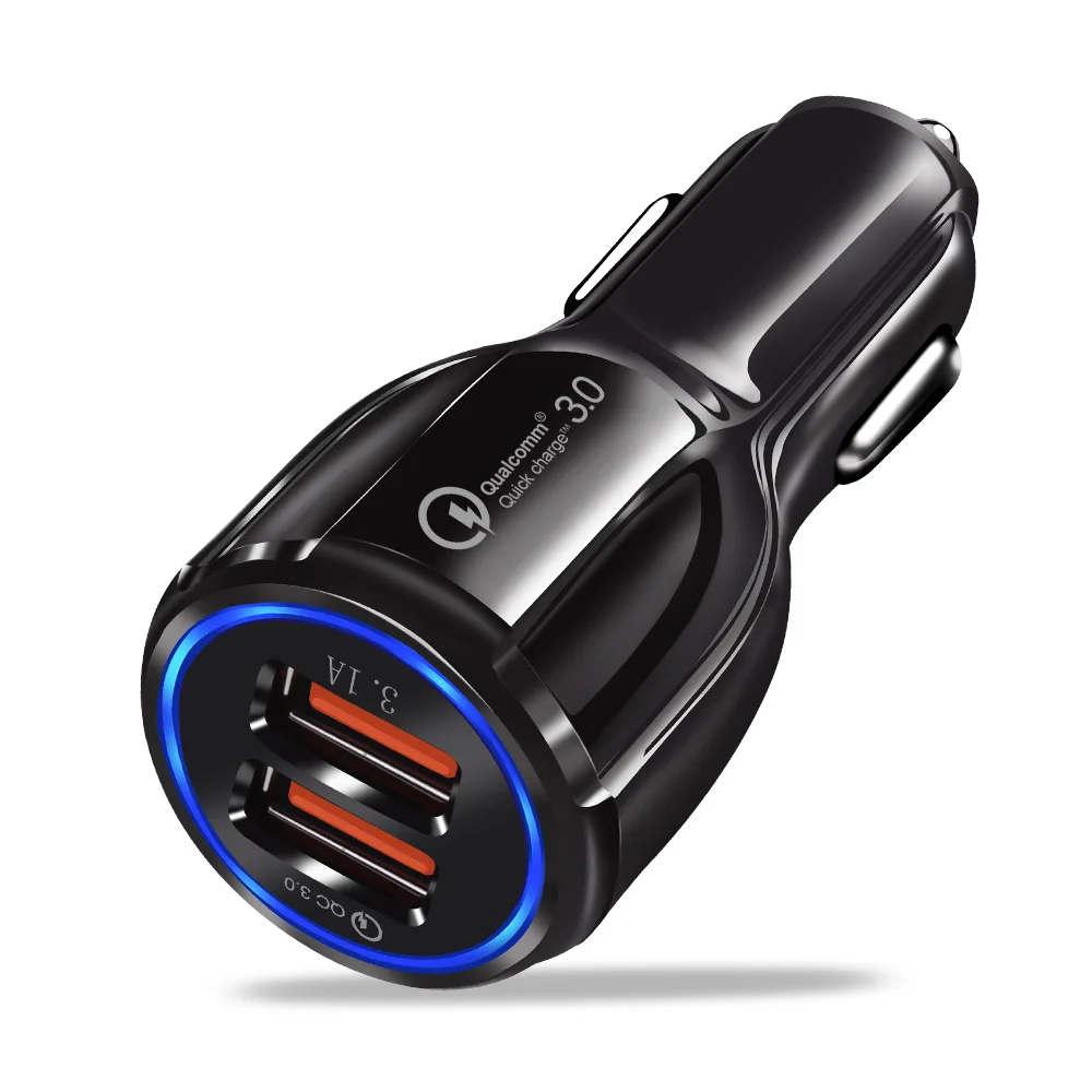 

USB Car Charger QC3.0 Dual USB Car Charger Fast Car 3.1A USB Charger for Mobile Phone DC 5V-2.4A DC 9V/1.7A Quick Charge 3.0