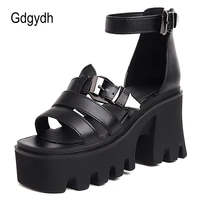 gdgydh 90s shoes chunky heels platform women sandals belt buckle thick bottom comfortable punk street style top quality size 45