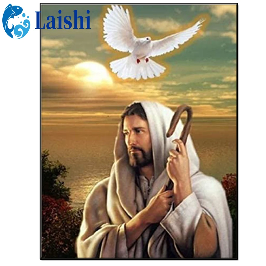 

Jesus, religious art, dove of peace Full Square Diamond Embroidery DIY Diamond Painting Cross Stitch Drill Picture of Rhinestone