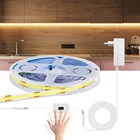 Умный светодиодный светильник для шкафа с ручным датчиком, 12 В, световая веревка, Светодиодная лента COB 2835, гибкая лампа, носветильник щение для спальни