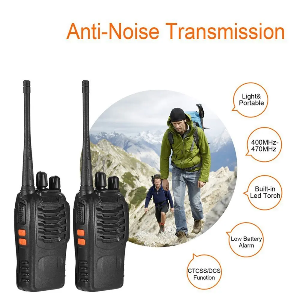 2 шт Baofeng BF-888S UHF 400-470 MHz 2-Way радио twee 16CH Walkie Talkie с микрофоном FM приемопередатчик DC power