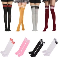 striped socks women funny christmas gifts sexy thigh high nylon long stockings cute clothing over knee socks