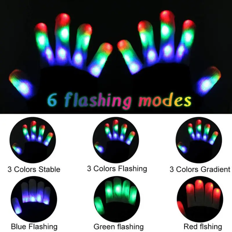 

LED Light Up Gloves Finger Tip Lighting Toys Neon Guantes Glowing Mittens For Children Christmas Girf