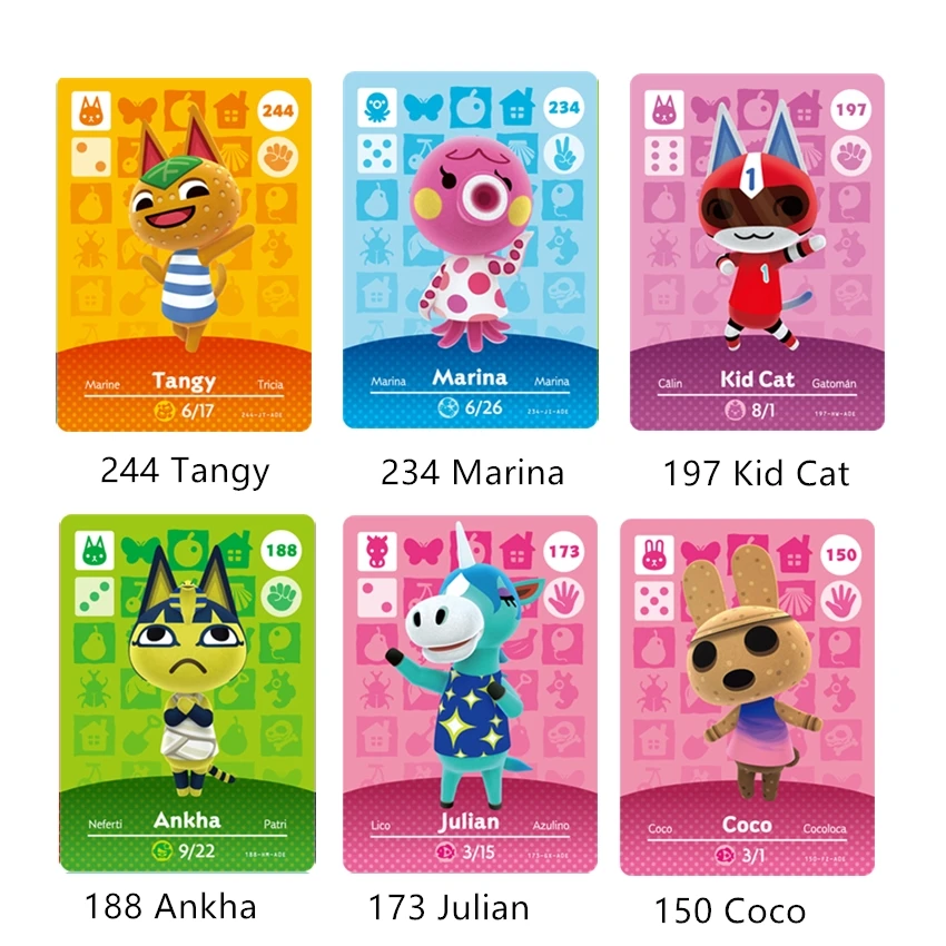 

Animal Croxxing Popularity NFC Game Card Villager Coco Julian Ankha Marina Tangy ACNH Ntag215 Tag NS Switch WiiU Free Shipping