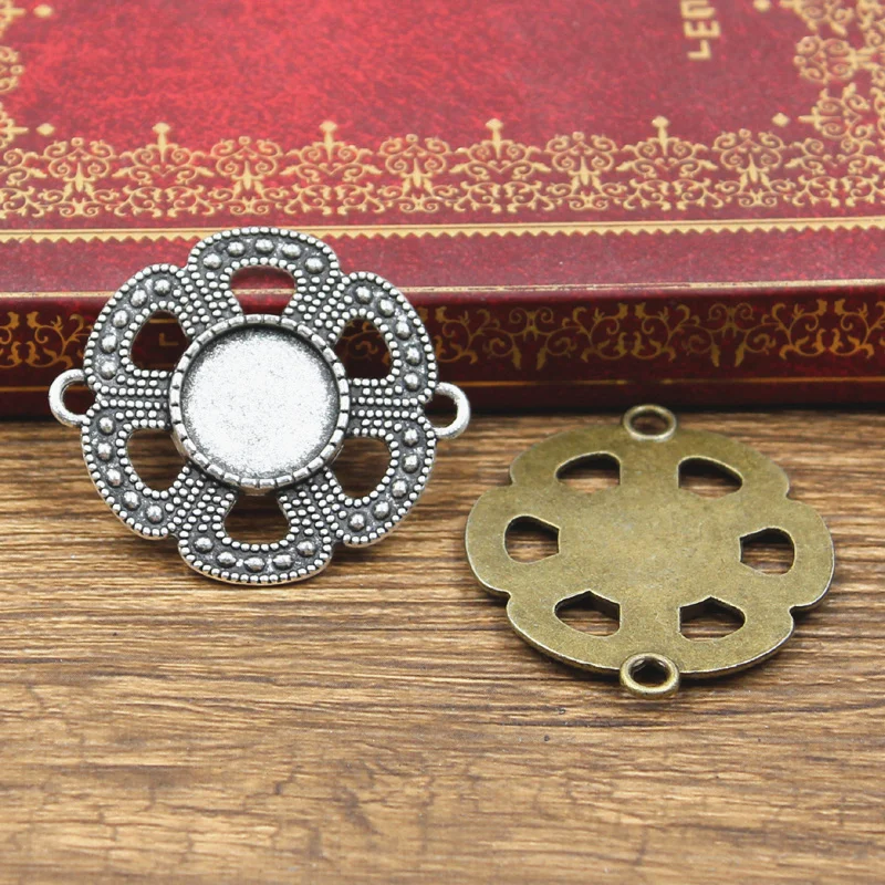 4 шт. Новый 14 мм Внутренний размер античный бронзовый серебристый цвет круглый