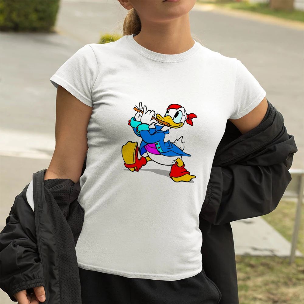 

Disney 2021 New Style Donald Duck Print T-shirt Oversize Women Short Sleeve Tops America Instagram Clothes Street Harajuku