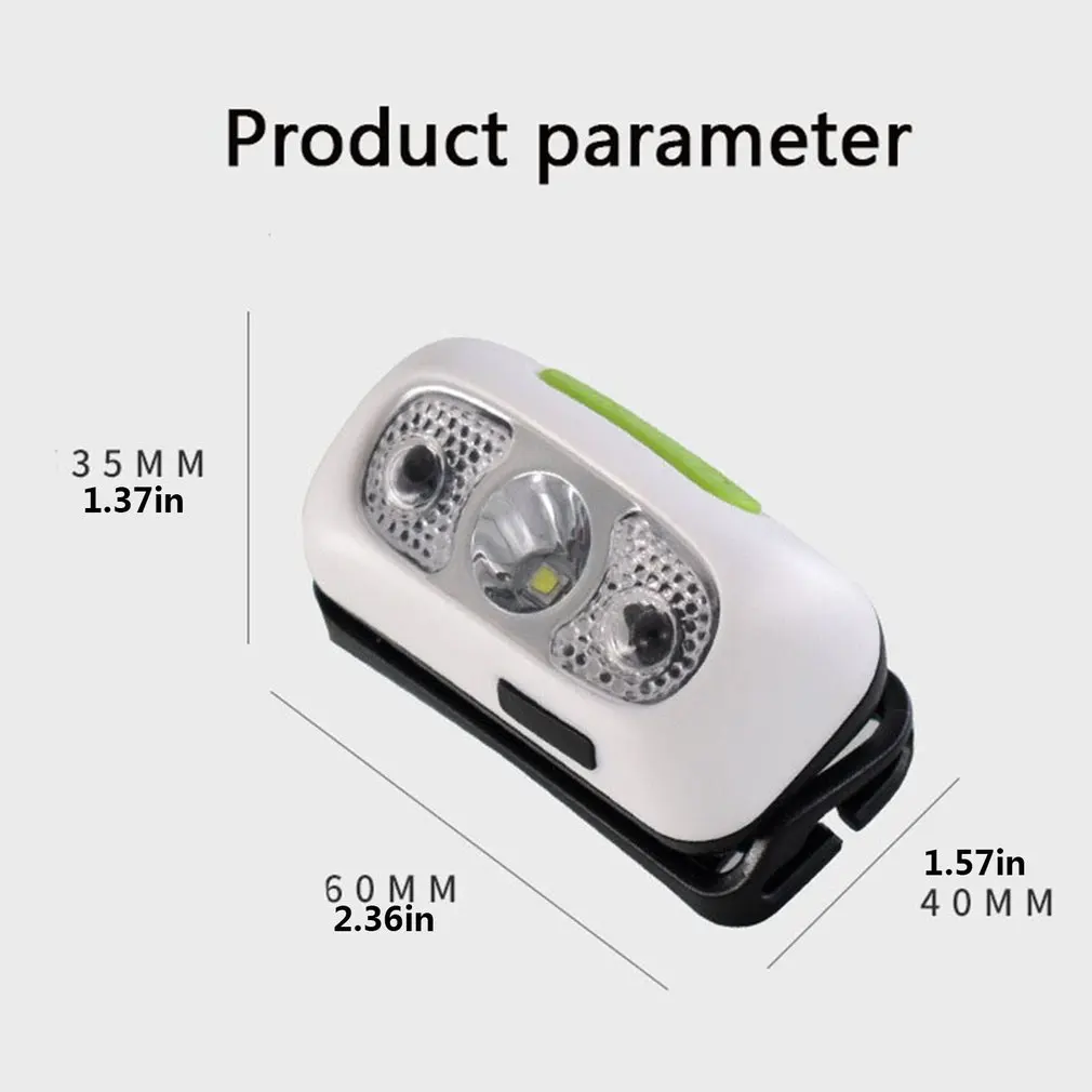 

K03 Night Fishing Sensor Headlight XP-G2 Lamp Beads Polymer Battery Strong Light LED Headlight USB Rechargeable Head Light