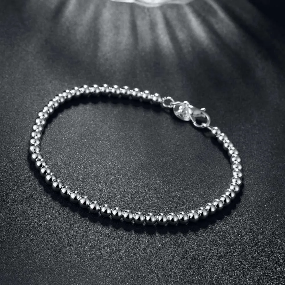 

VC96 simple 925 Sterling Silver sphericity Bracelet for women Wedding Jewelry Engagement
