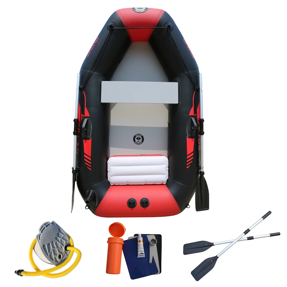 

Solarmarine Inflatable Foldable PVC RedBlack CE Approved Fishing Boat 2 Person Air Deck Bottom Patrol Rowing Canoe Sport Kayak