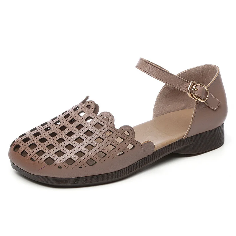 

Women's Sandals 2021 Summer Fashion Women Flats Chunky Beach Sandal Genuine Leather Comfortable Sandalias Mujer