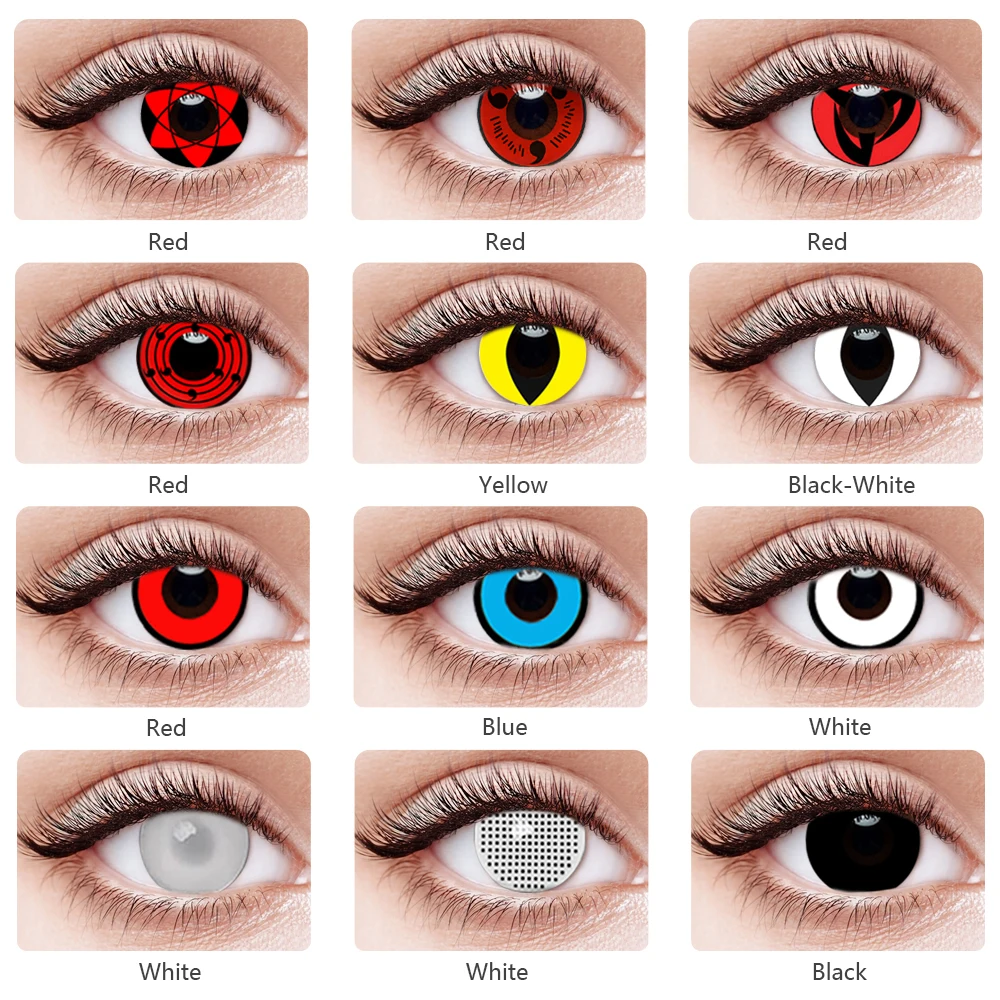 Цветные контактные линзы Шаринган 2 шт./пара цветные для косплея аниме глаз Учиха