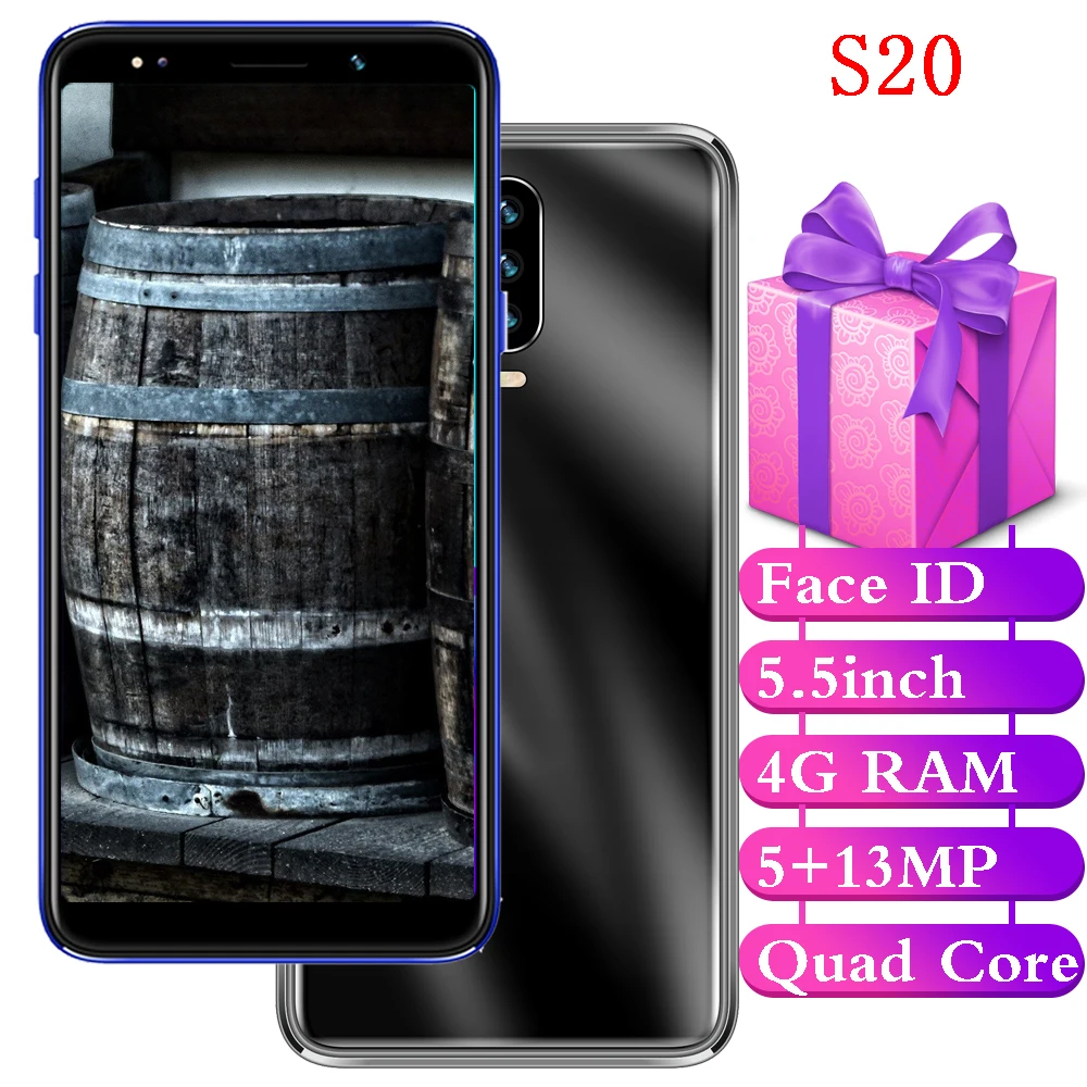 S20 4G RAM 64G ROM Smartphones Quad Core Face ID 5.5inch IPS 13MP unlocked Celulares global version android mobile phones Wifi | Мобильные
