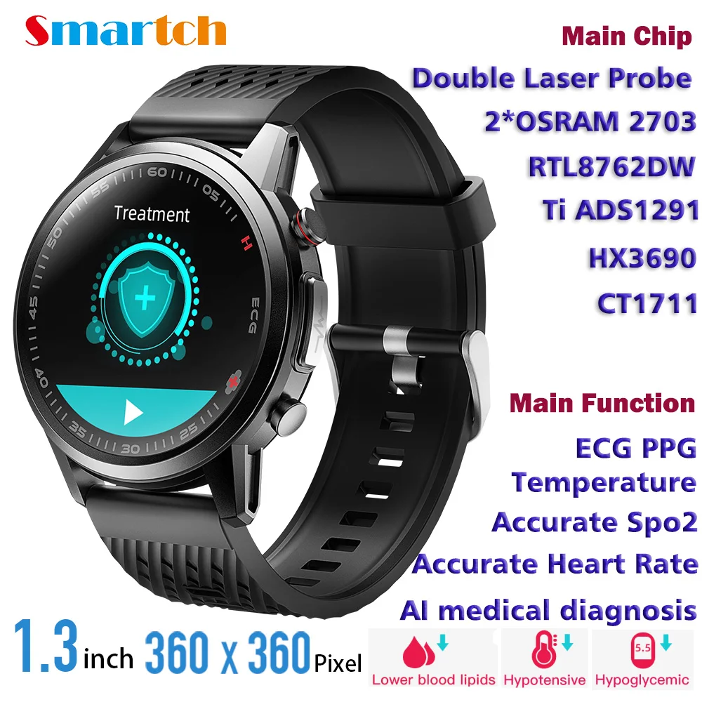 

Умные часы с термометром и двойным Лазерным датчиком температуры тела