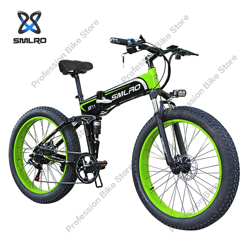 Kaufen SMLRO S11F2 26 Zoll Speichen Rad Elektrische Fett Bikes 1000W 48V 13AH Fahrrad Ebike Offroad Berg E Fahrrad Faltbare Motorrad Mtb