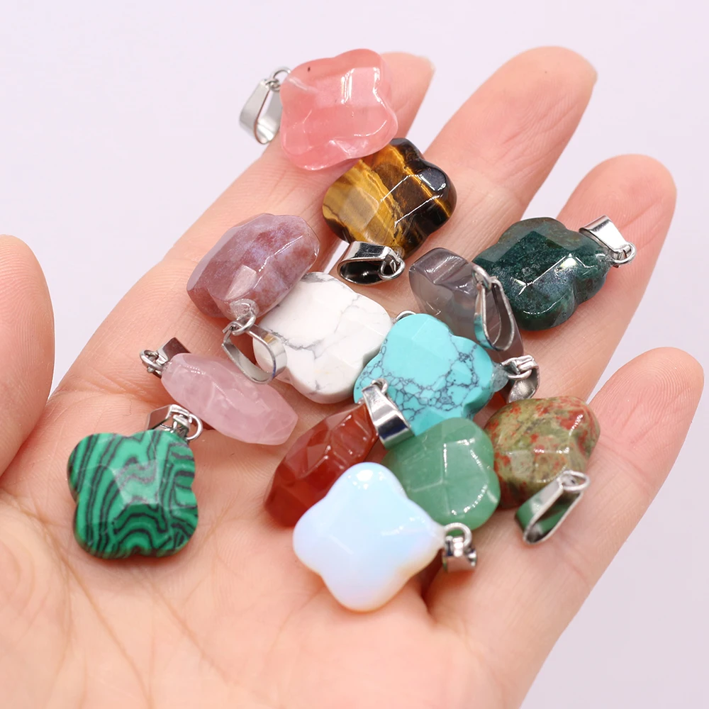 

6pcs Natural Stone Necklace Pendant Irregular Square Shape Pendant for Making DIY Necklace Earrings Accessories 17x20mm