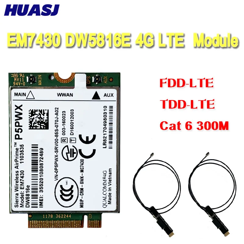 Huasj-para Em7430 Dw5816e Gobi6000 Cat6 300m 4g Lte Segunda Guerra Mundial Dw5816e para 7280 7285 7290 7389 7390 7480 7490 E7470