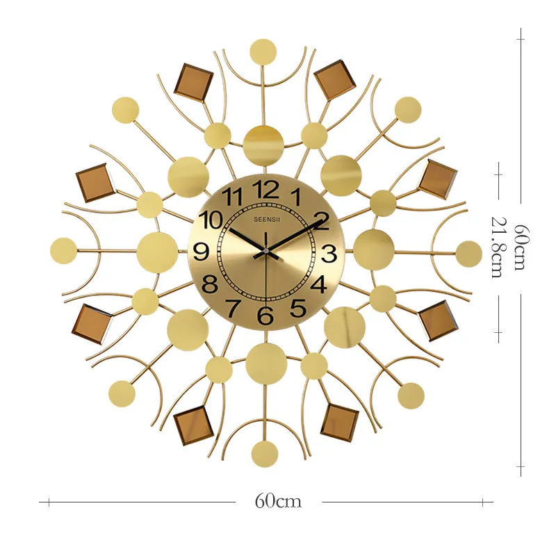 

3D Nordic Wall Clock Gold Metal Living Room Decoration Large Wall Watches Home Decor Luxury Modern Creative Mute Clocks Gift