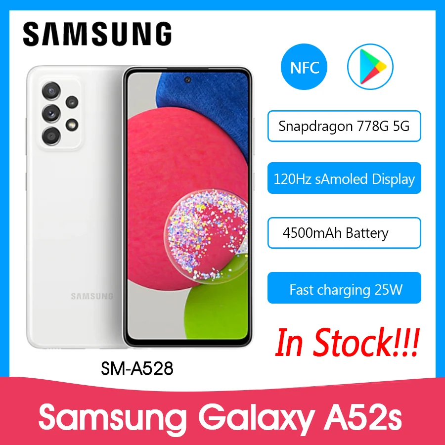 Смартфон Samsung Galaxy A52s SM-A528, 778 ГГц, 12 диапазонов, 120 мАч - самсунг