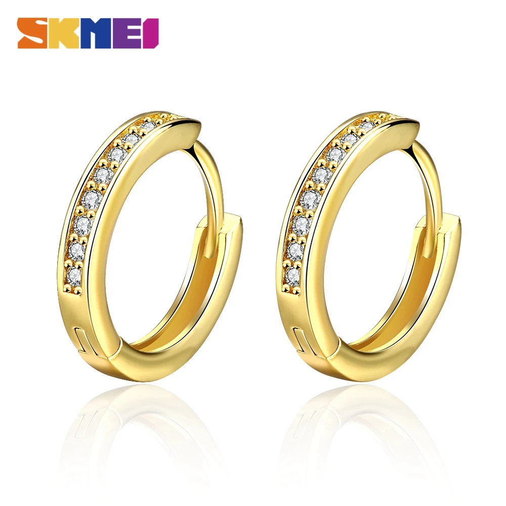 

SKMEI Round Women Stud Earrings Single Row Diamond Womens Jewelry Cubic Zircon Simple Earrings For Ladies Girls Accessories