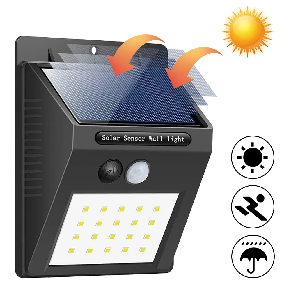 20 LED Outdoor Solar Power Lamp Light with PIR Motion Sensor Use For Street Yard Path Wall | Освещение