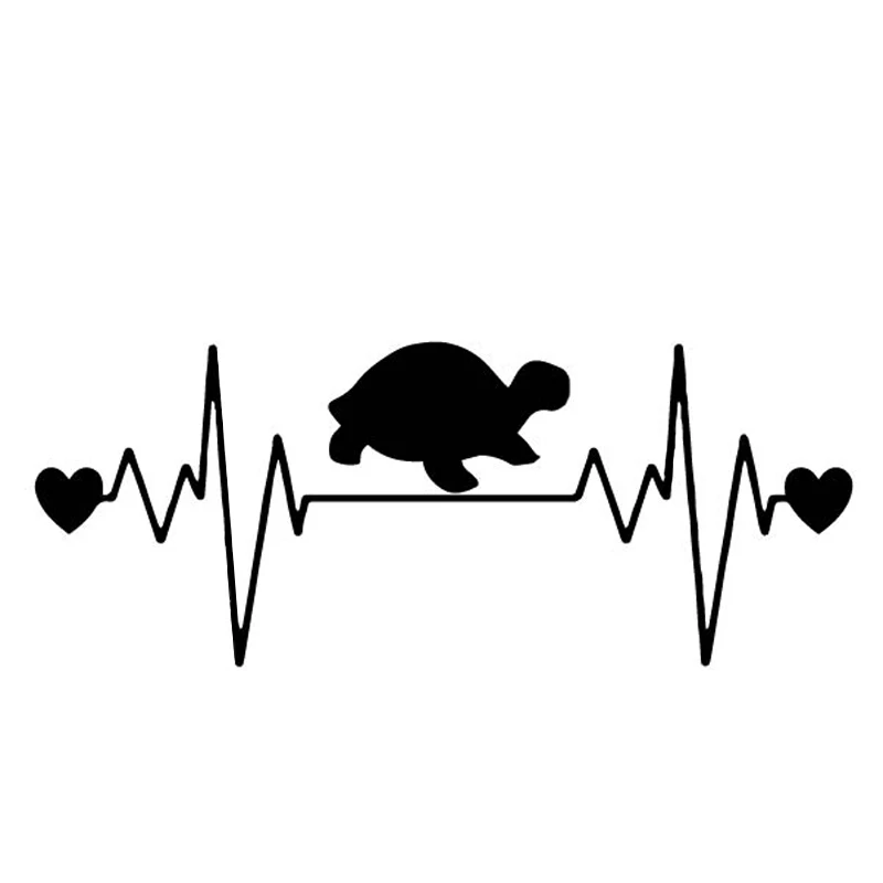

Heartbeat Turtle Creative Fashion Car Sticker Personality PVC Waterproof Sunscreen Decal Black/White/Red/Laser/Silver