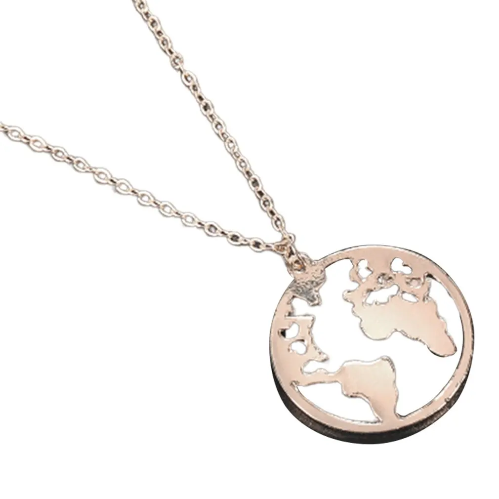 Геометрический круг карта кулон ожерелье Мода простой полые шеи цепи ключицы