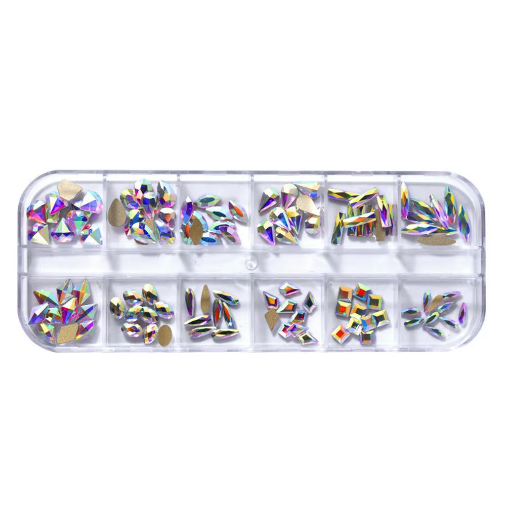 1 коробка смешанный кристалл AB стразы для дизайна ногтей с плоской задней