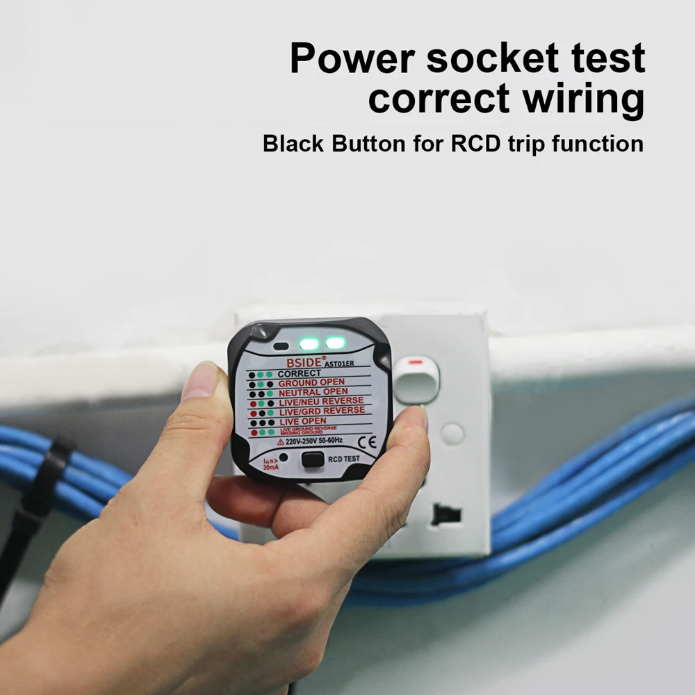 Тестер BSIDE для розеток с цифровым дисплеем детектор электрической розетки
