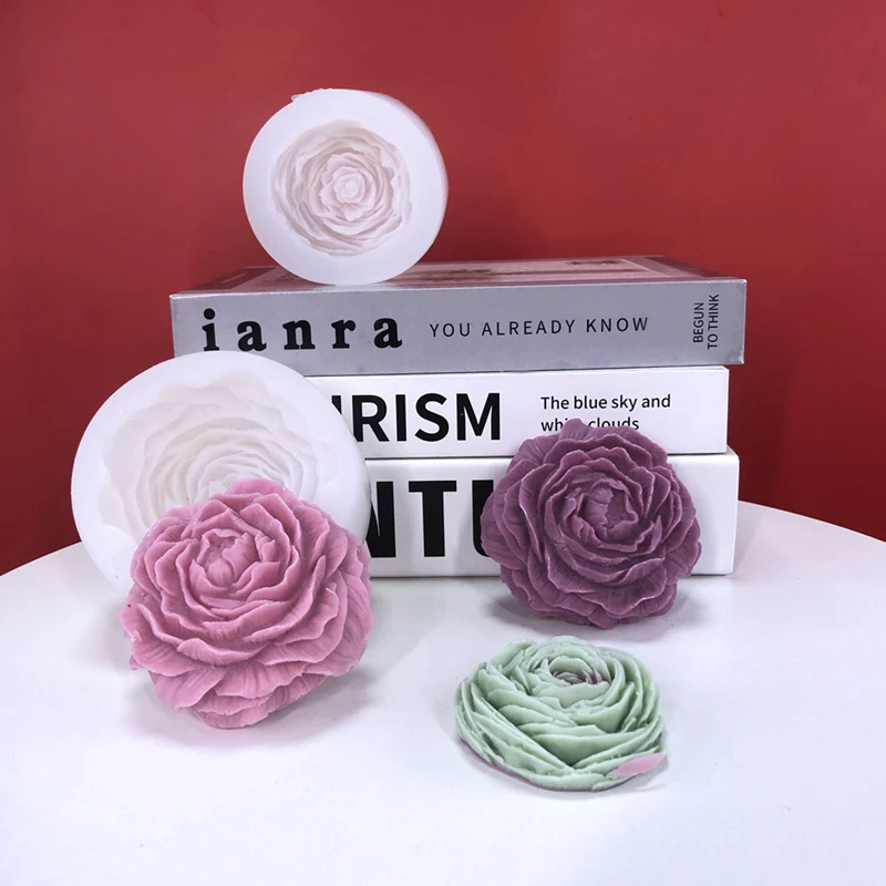 

Aromatherapy Candle Mould Peony Flower 3D Silicone Mold for Scented Candle Soap Plaster DIY Peony Crafts Baking Decoration