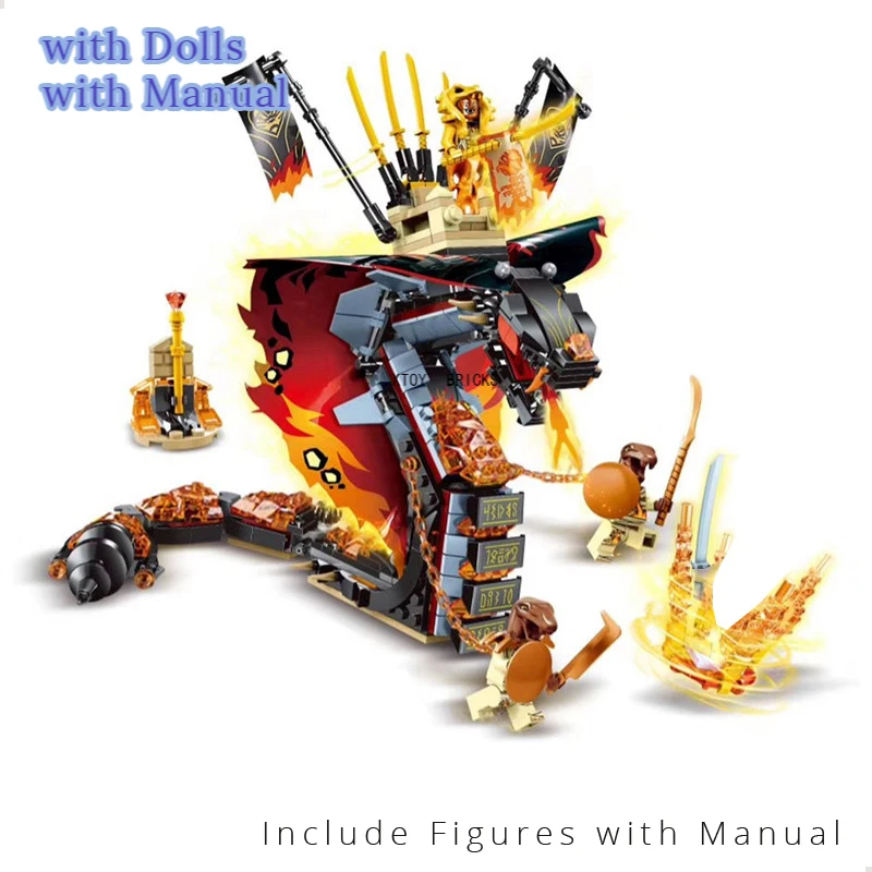 

Конструктор Fire Fang Spinjitzu, совместимый с 70674 конструкторами, Классическая модель фильма, детские игрушки, подарок для детей