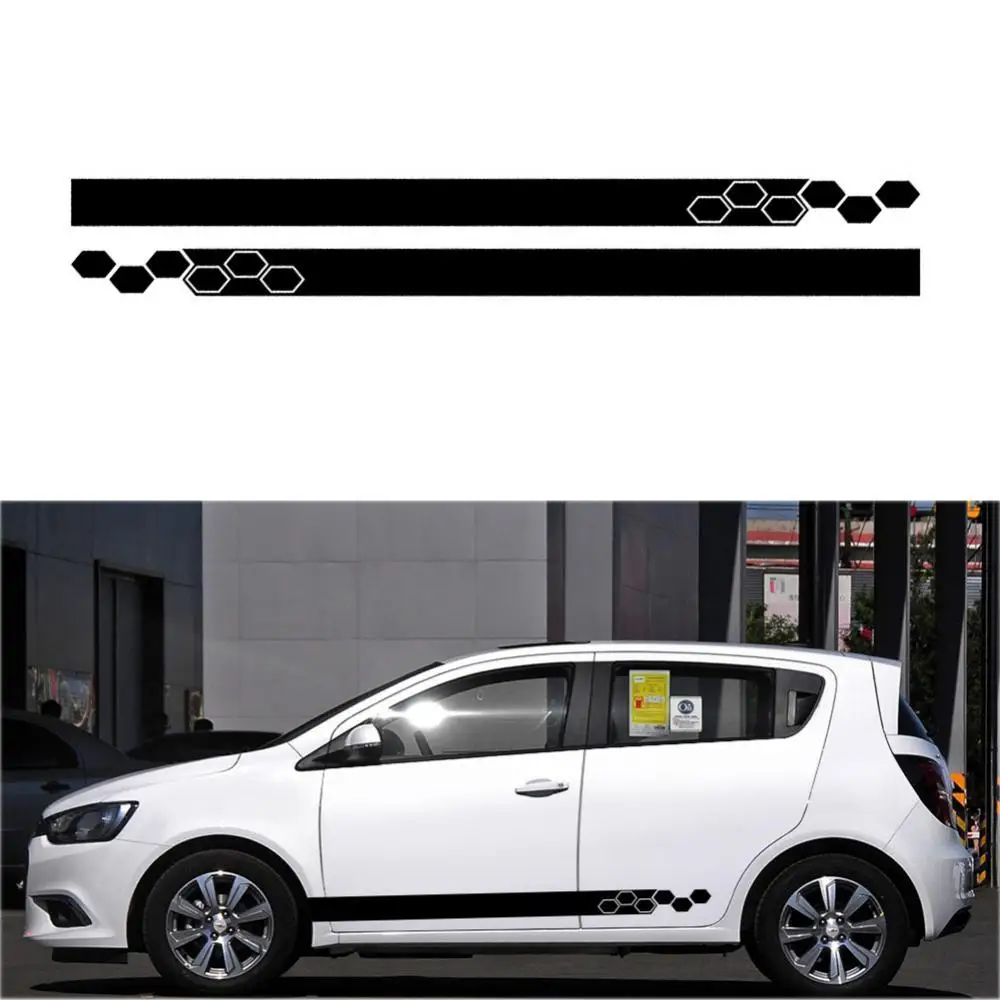 

2Pcs Simple Waterproof Self-adhesive Side Door Body Decorative Sticker Decal Car Accessories