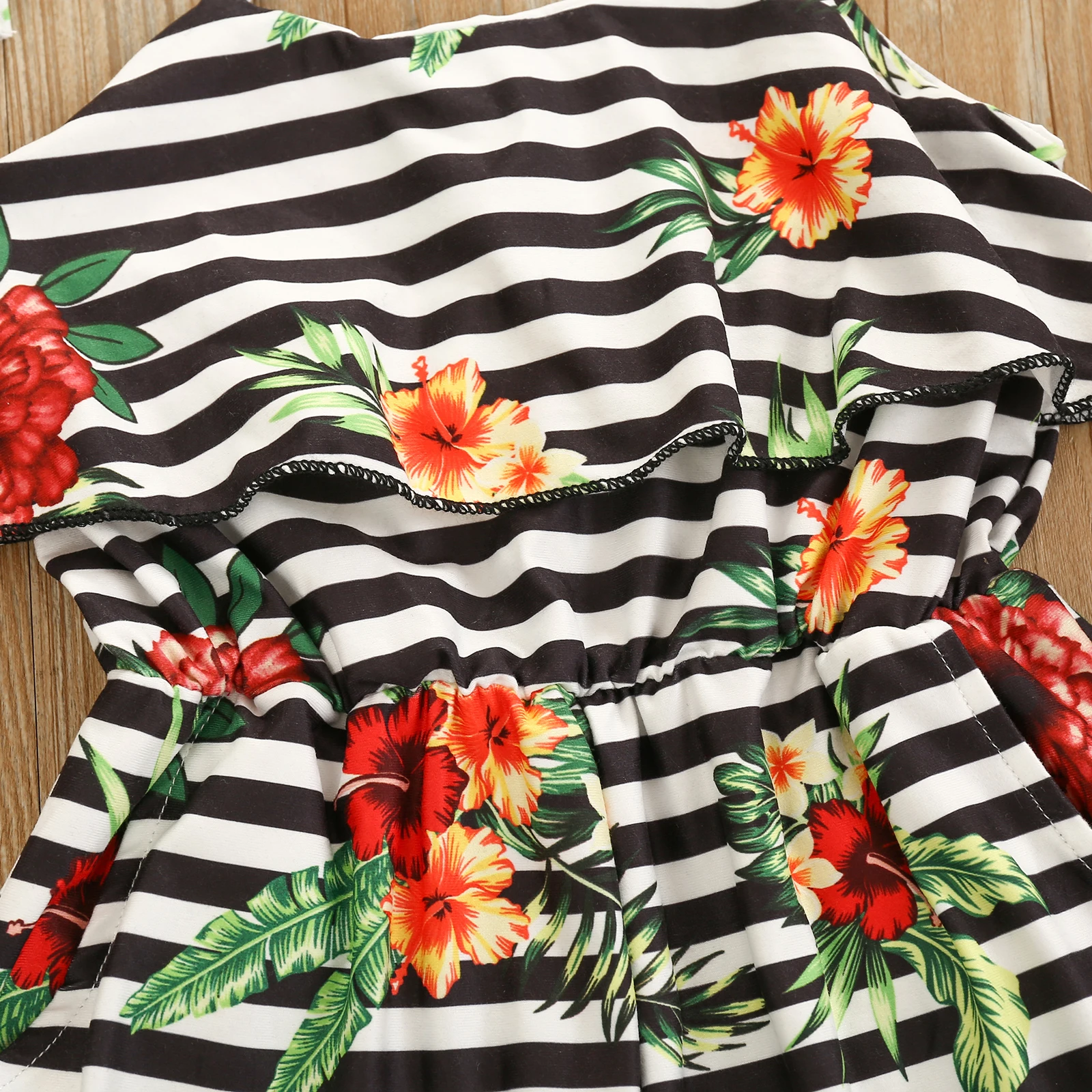 

IMCUTE Kids Girls Halter Striped Floral Print Jumpsuit Stylish Jumpsuit for Children Girls