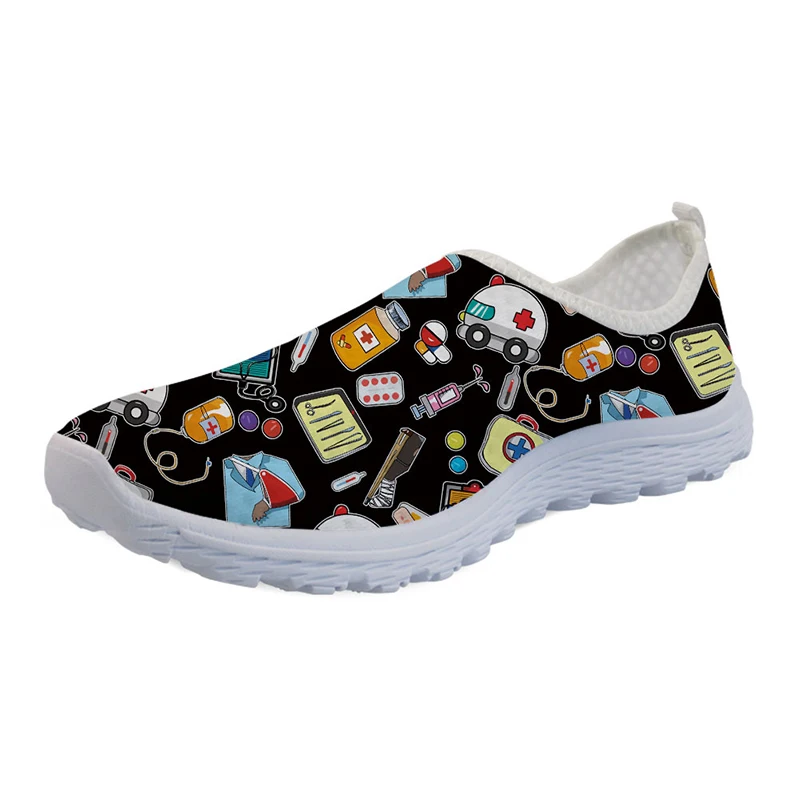 

Cartoon Alpaca Pattern Nurse Doctor Print Women Sneakers Slip On Light Mesh Cosplay Shoes Breathable Zapatos Training