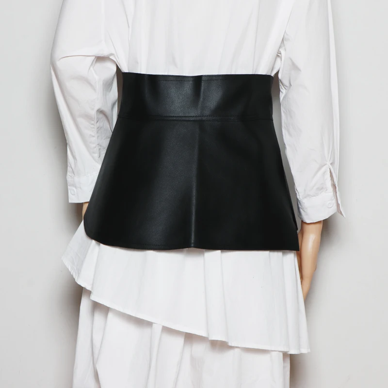 

Lotus Leaf Soft PU Waist Belt Women Vintage Super Wide Skirt Flounce Corset Strap Waistband Spring Shirt Dress Belt Decoration