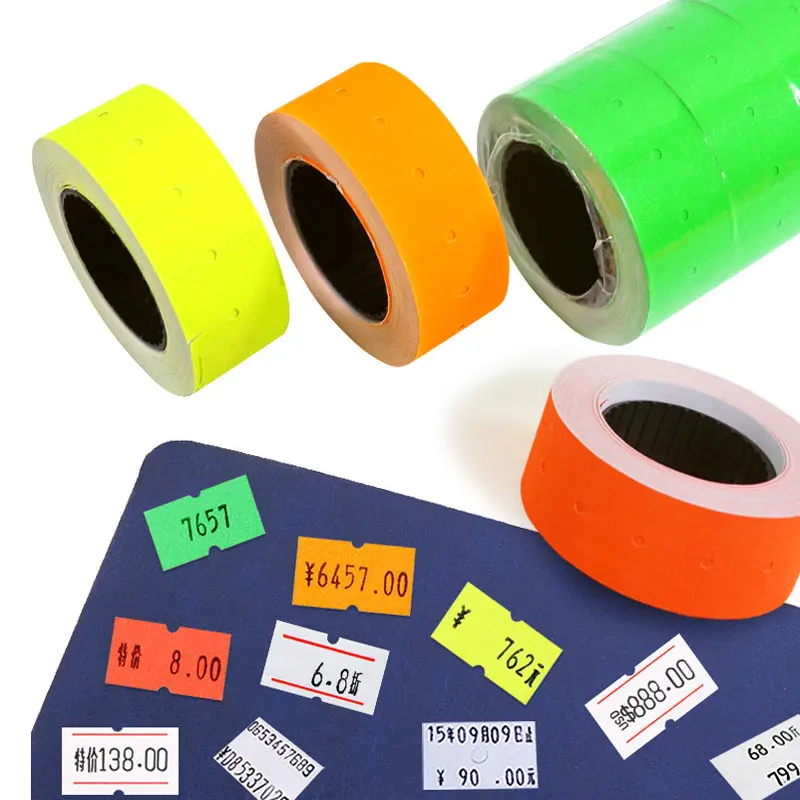 

400pcs/ Roll Colorful Adhesive Price Label Paper Tag Mark Sticker For MX-5500 Tag Gun Labeller Price Stickers 5 Colors