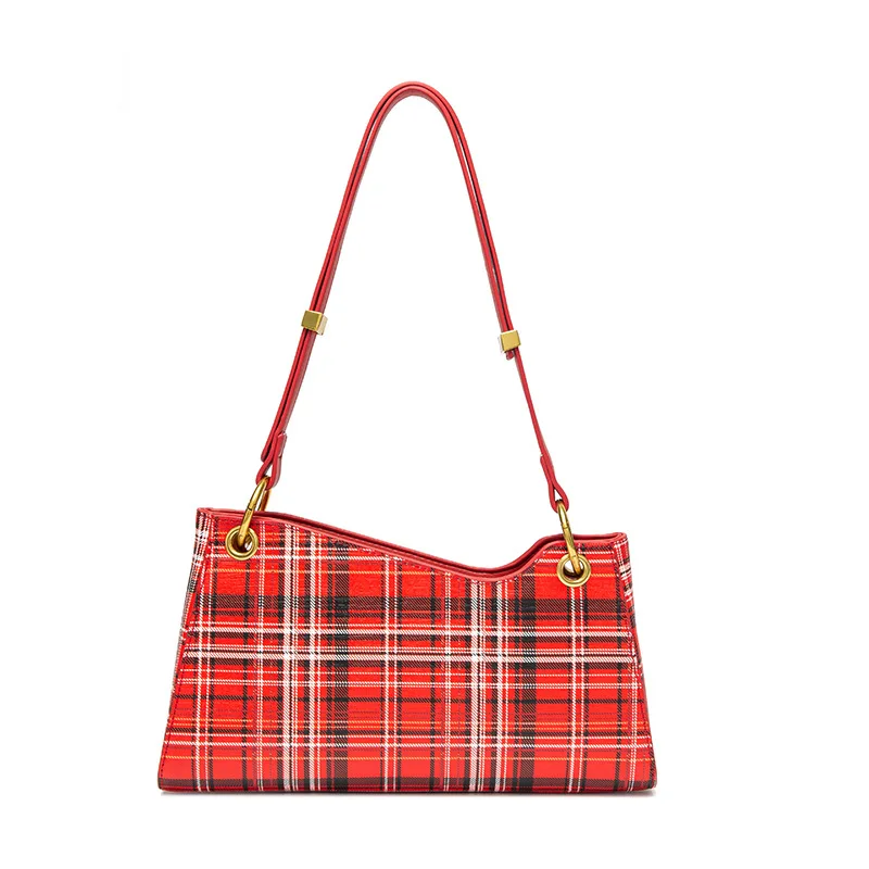 

FIRMRANCH Women's Bag 2021 New Retro Printed Plaid Single Shoulder Handbag French Bag