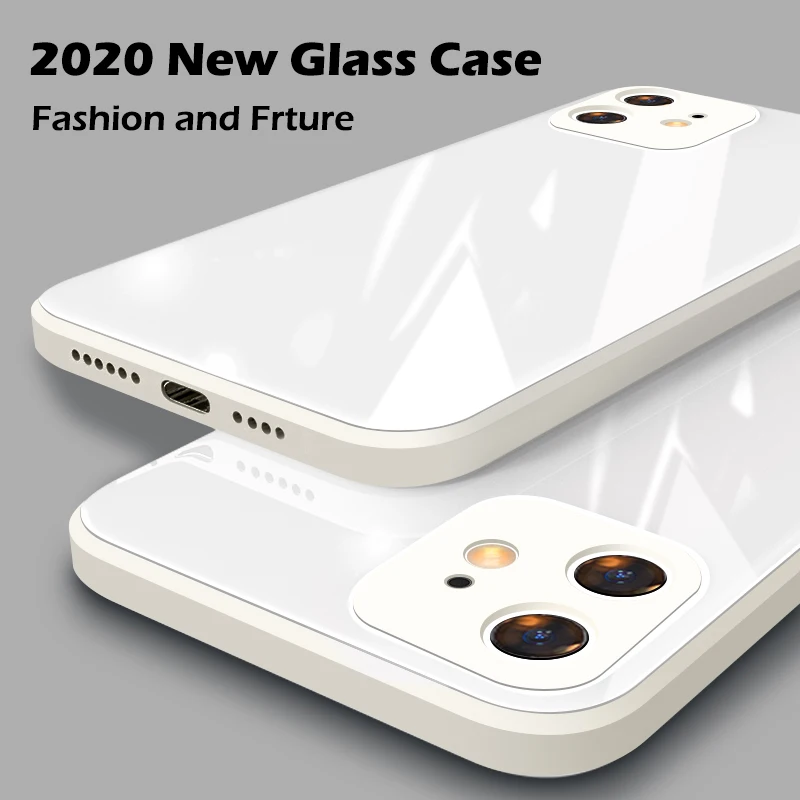ASTUBIA квадратный чехол из закаленного стекла для iPhone 11 12 Pro Max противоударный